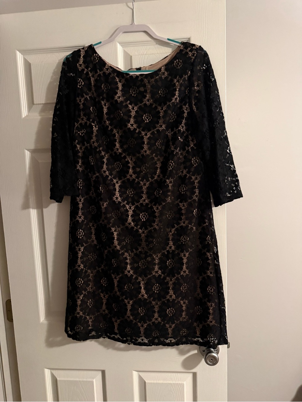 Jessica Howard Black Lace Midi Dress with Nude Lining